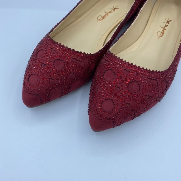 XYD Women Elegant Pointed Toe Rhinestone Flats Mes - Picture 5 of 13